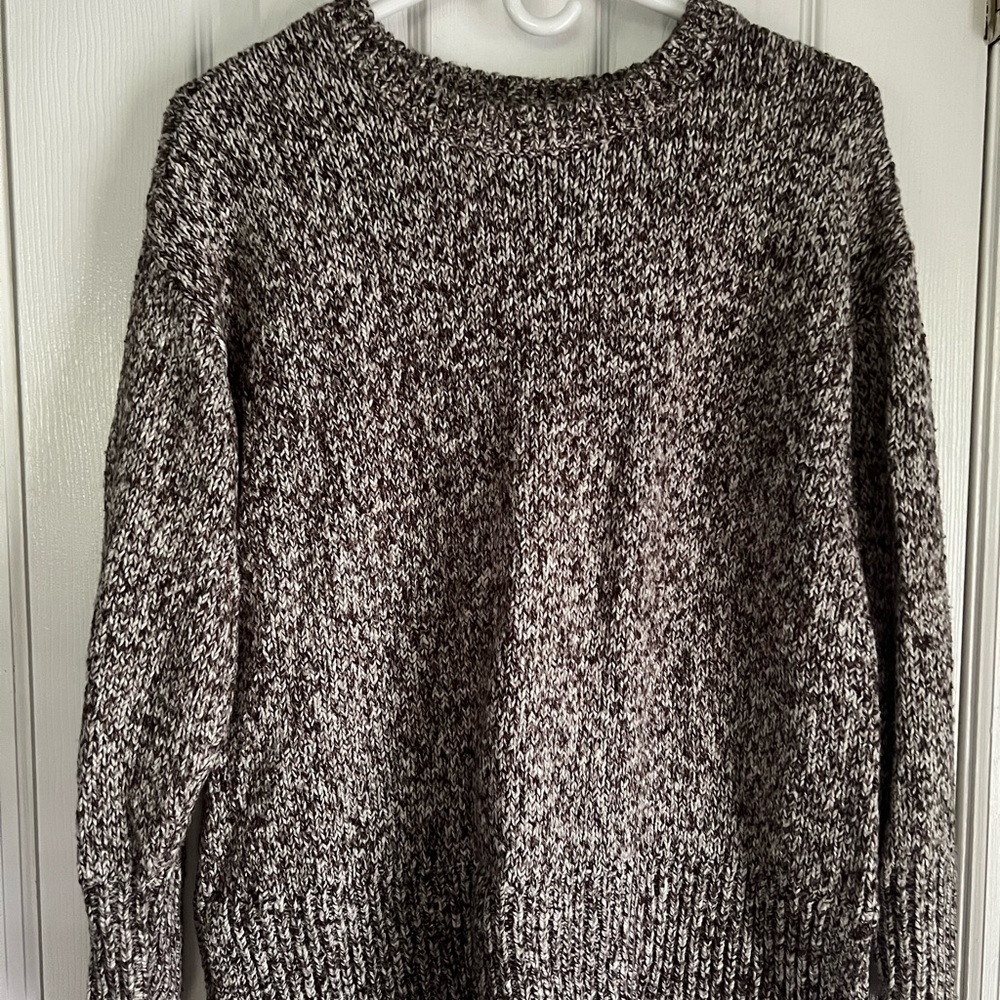 LOFT Black and White Crew Neck Sweater